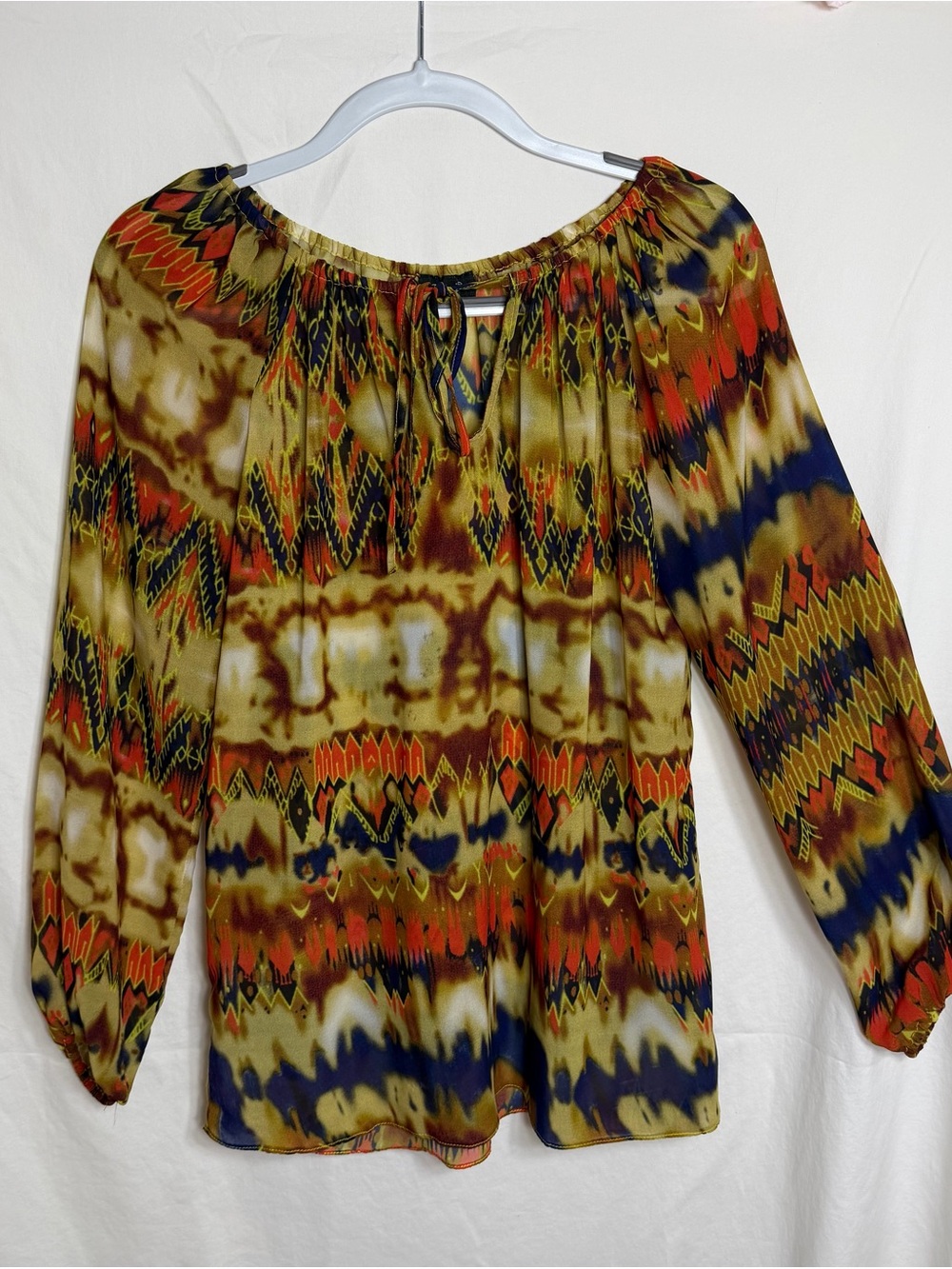 Women's Multicolor Boho Print Peasant Top
